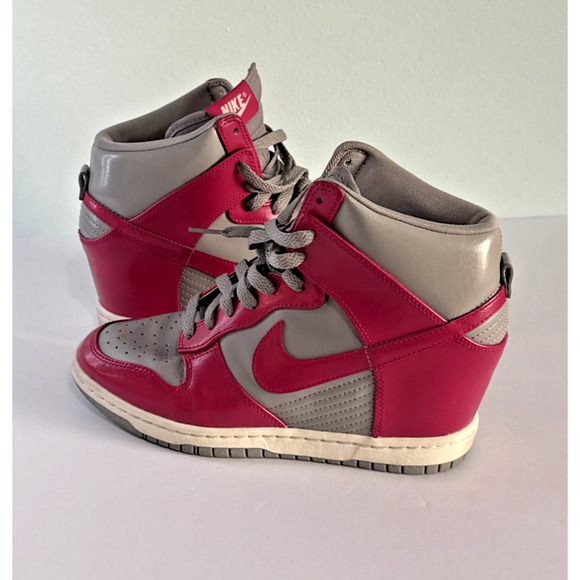 Nike Dunk Sky Hi Hidden Wedge Heel Women's Size 8 Sneakers Gray/Fuchsia Suede - Picture 1 of 8